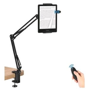Tablet Holder for Kindle Reading in Bed with Remote Page Turner, Lazy Arm Stand